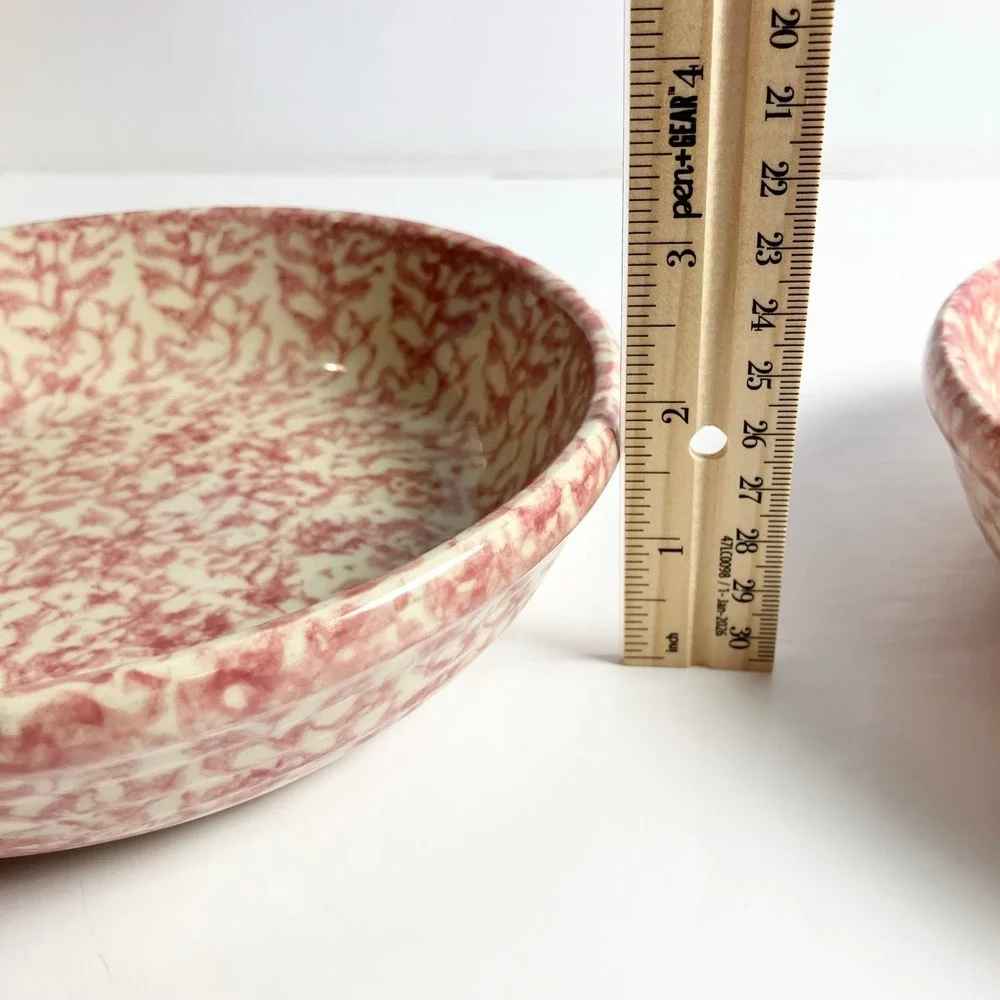 Set of 2 Pink Roseville Pottery Sponge Ware 8